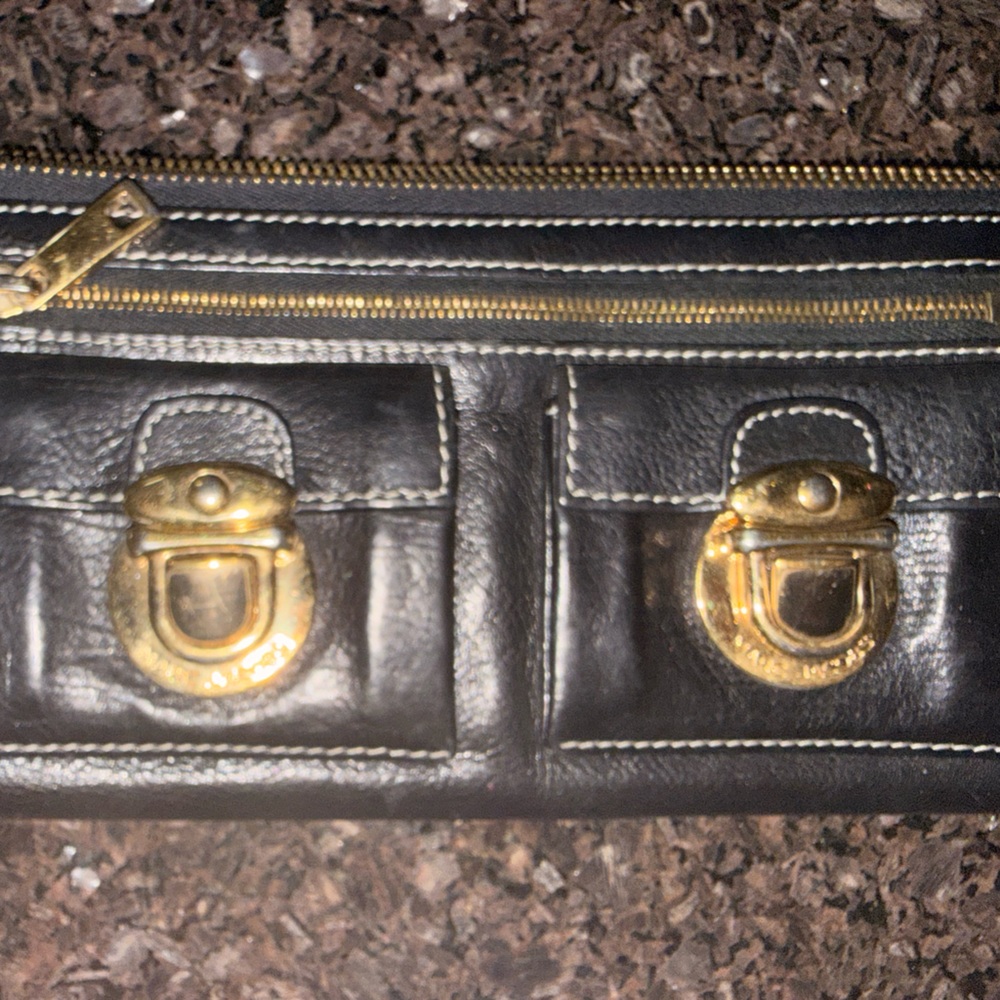 Marc Jacobs Metallic Leather Wallet with Gold Details